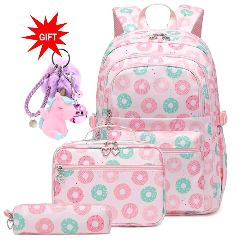 Donuts Print: 3 Pcs/Set of School Backpacks for Teenage Girls