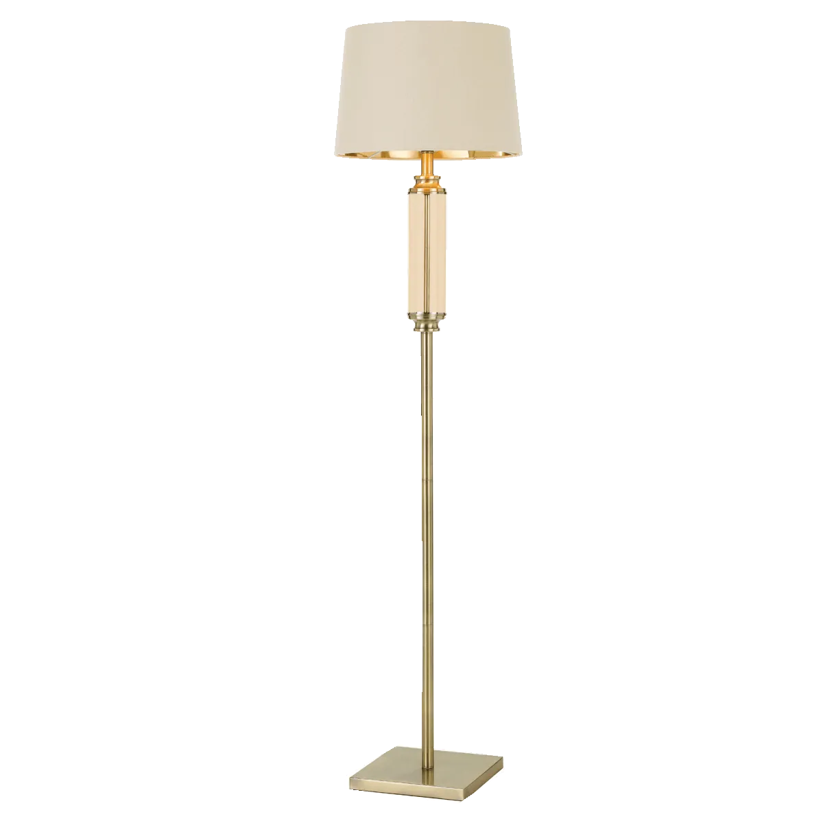 Dorcel Antique Brass and Amber Traditional Floor Lamp