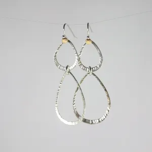 Double Hammer Leaf Drop Dangle Earrings