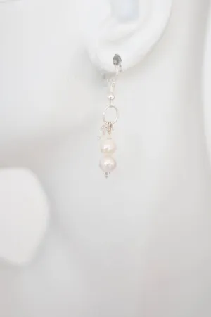 Double White Pearl Earrings