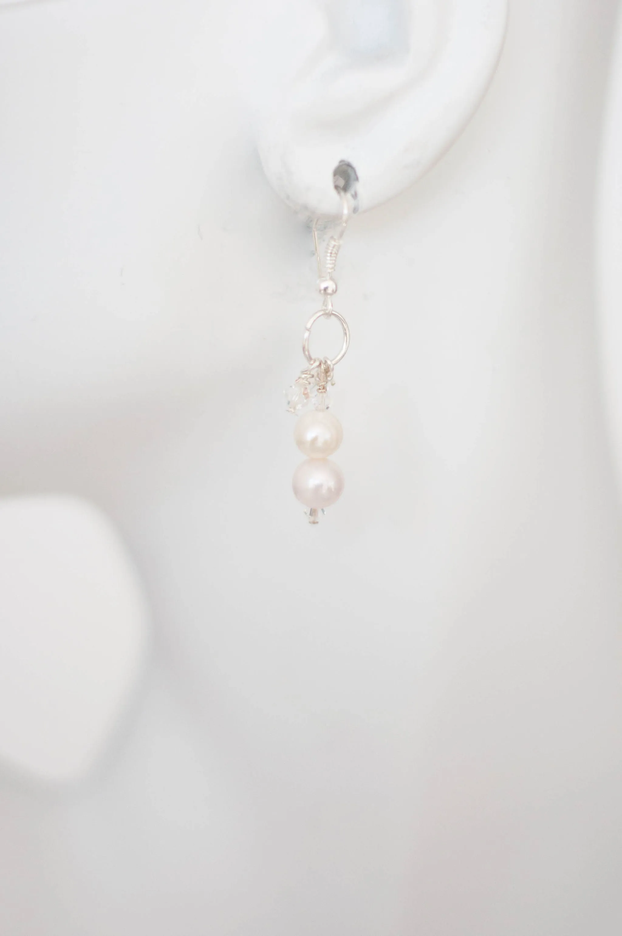 Double White Pearl Earrings