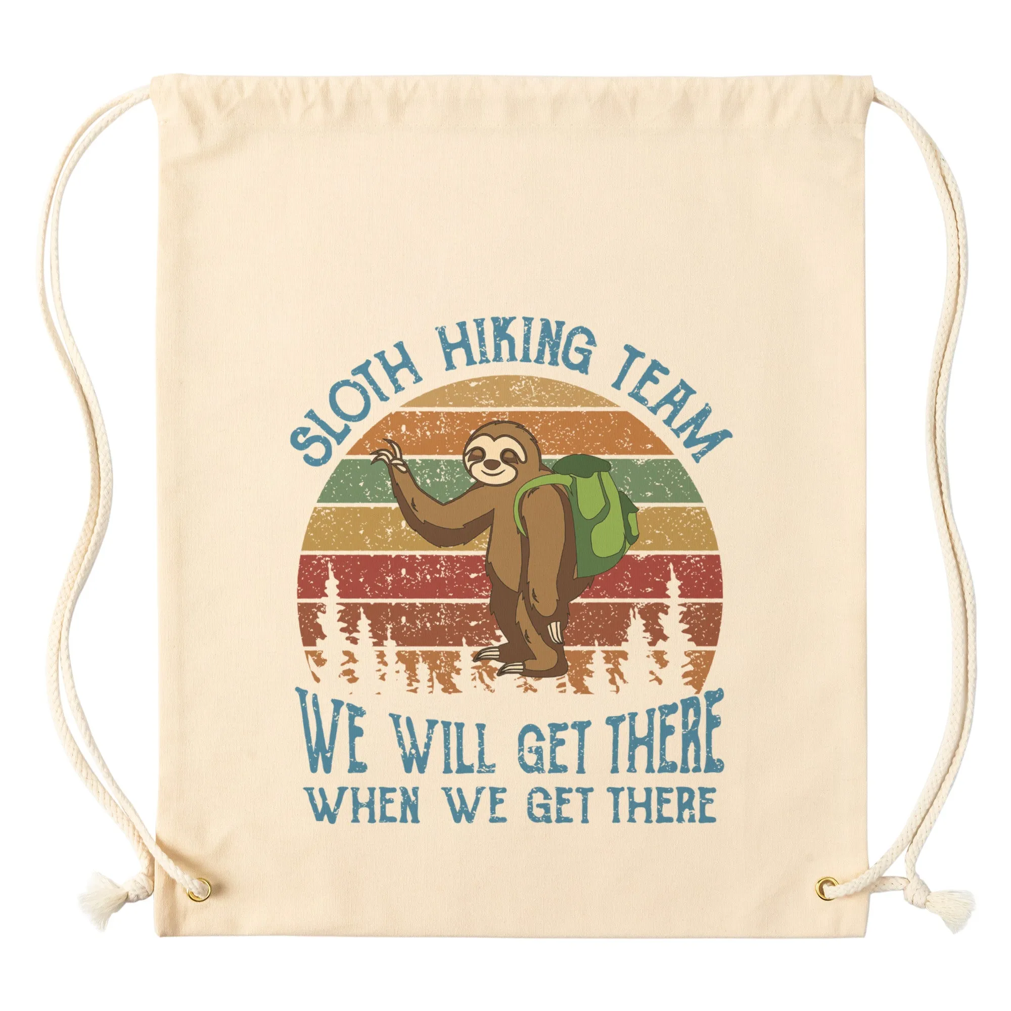 Drawstring Canvas Backpack SLOTH HIKING TEAM