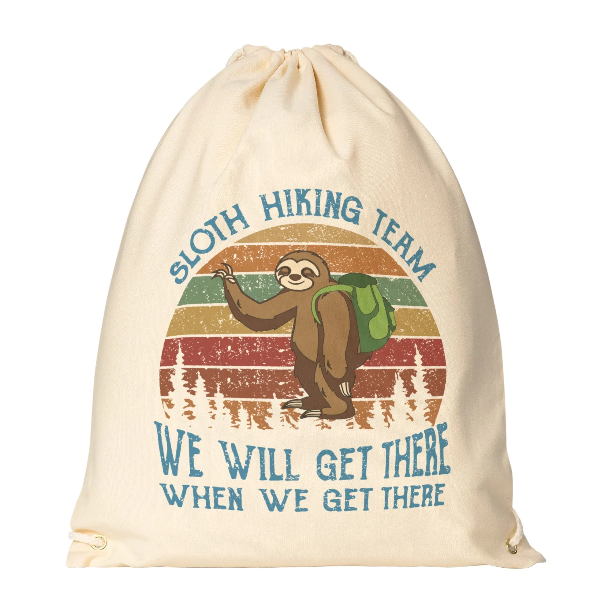 Drawstring Canvas Backpack SLOTH HIKING TEAM