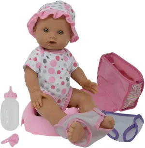 Drink and Wet Potty-Training Baby Doll Posable Dolls with Pacifier, Bottle, and Diapers - Helps Toilet Training for Kids (Hispanic)