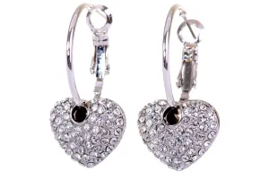 E7116 Swarovski Elements Crystal Heart Earring with Rhodium Plating