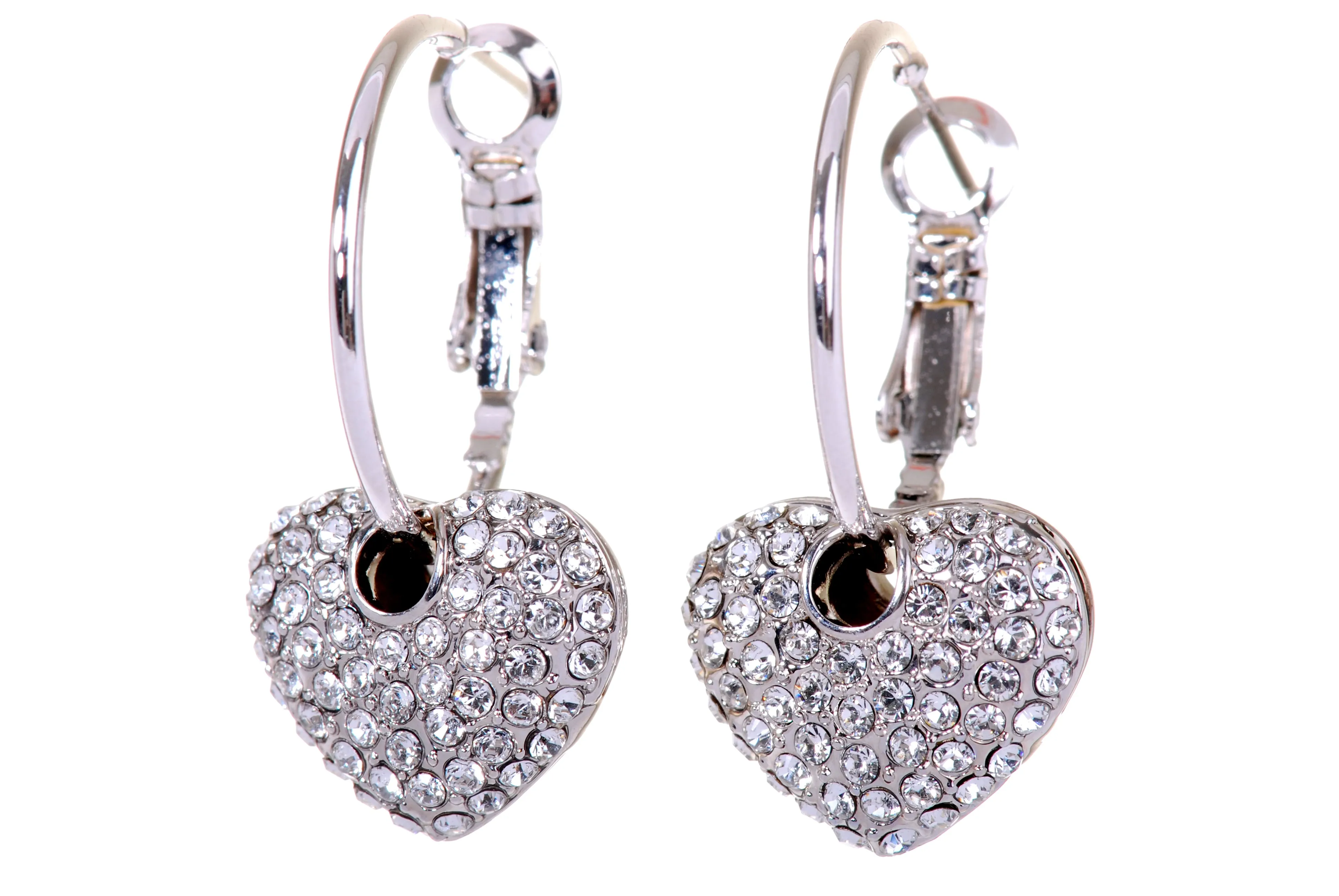 E7116 Swarovski Elements Crystal Heart Earring with Rhodium Plating