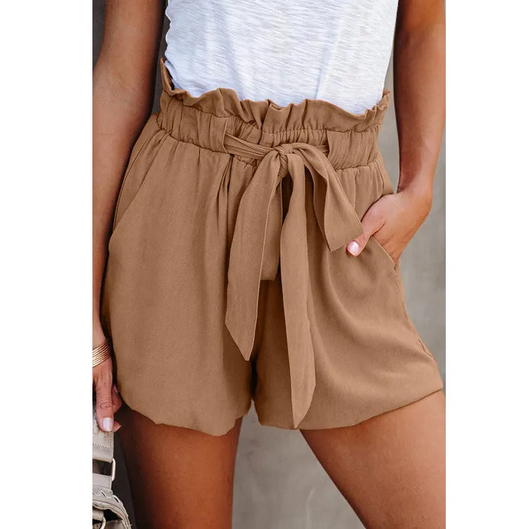 Elastic Waistband High Waist Shorts