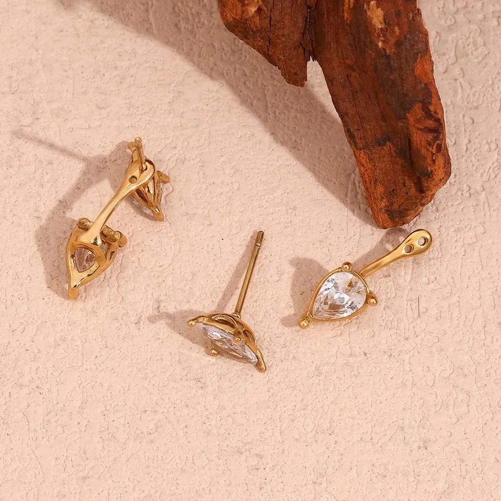 Elegant 18K Gold Teardrop Stud Earrings – Jewellery for Women