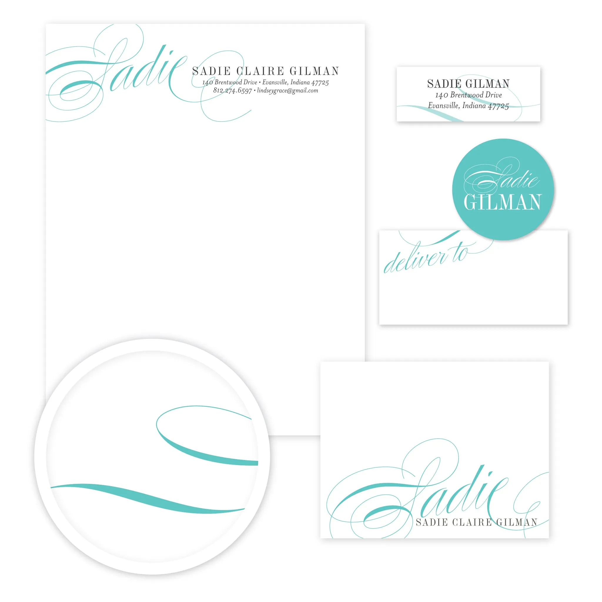Elegant Script Stationery Set - Large