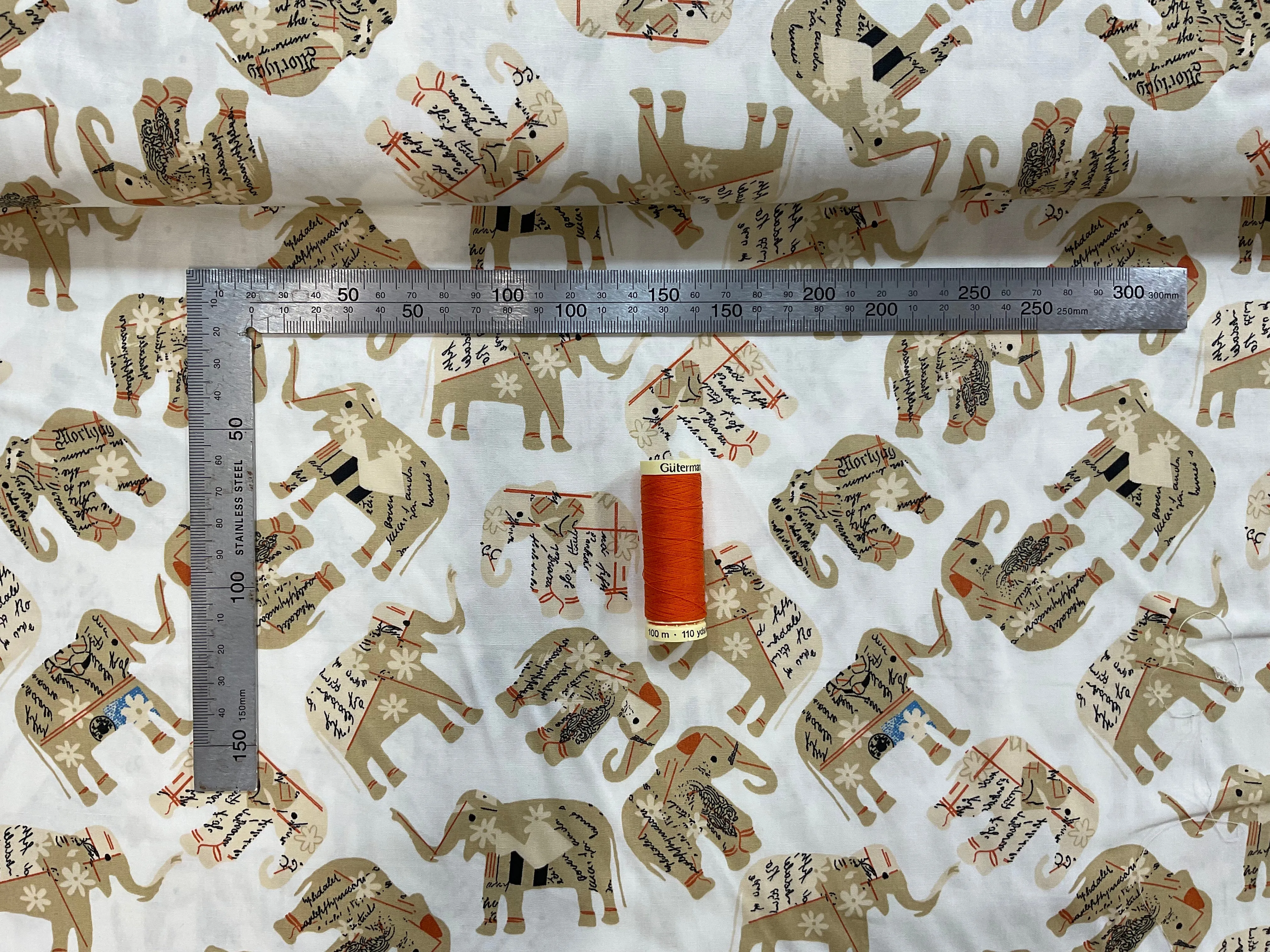 Elephant Postcards Combed Cotton Poplin