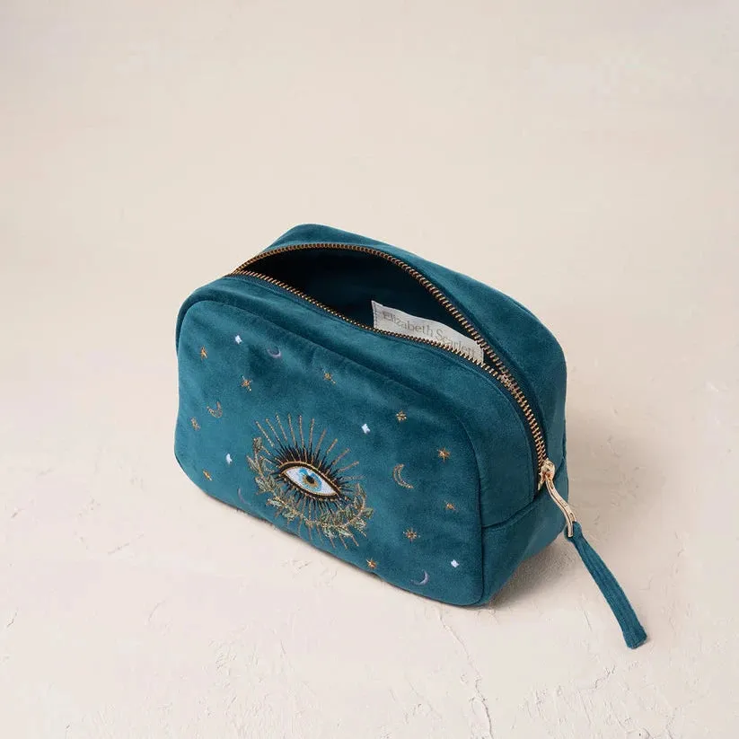 Elizabeth Scarlett Celestial Eye Rich Blue Velvet Makeup Bag