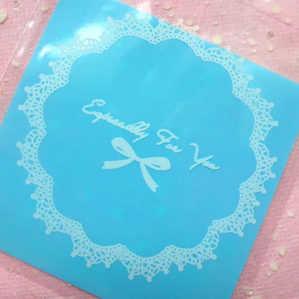 Especially For You Gift Bags w/ Doily & Ribbon Pattern (20 pcs / Blue) Self Adhesive Resealable Clear Plastic Bags (7cm x 7cm) GB099