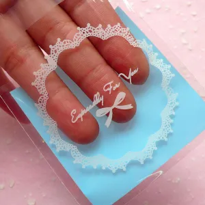 Especially For You Gift Bags w/ Doily & Ribbon Pattern (20 pcs / Blue) Self Adhesive Resealable Clear Plastic Bags (7cm x 7cm) GB099