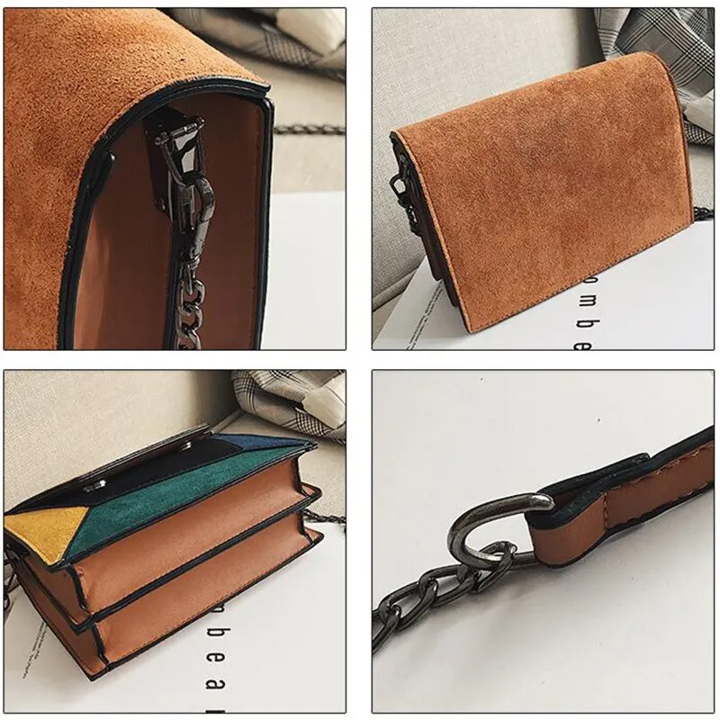 Fashion Quality Leather Patchwork Women Messenger Bag Female Chain Strap Shoulder Bag Small Criss-Cross Ladies' Flap Bag