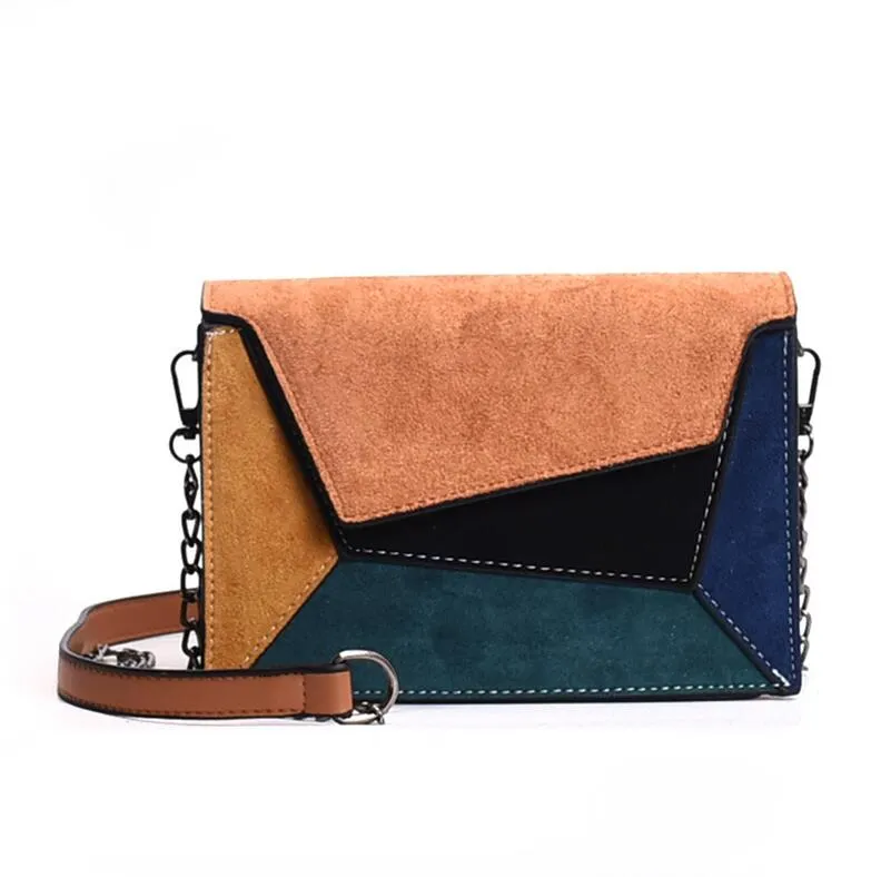 Fashion Quality Leather Patchwork Women Messenger Bag Female Chain Strap Shoulder Bag Small Criss-Cross Ladies' Flap Bag