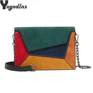 Fashion Quality Leather Patchwork Women Messenger Bag Female Chain Strap Shoulder Bag Small Criss-Cross Ladies' Flap Bag