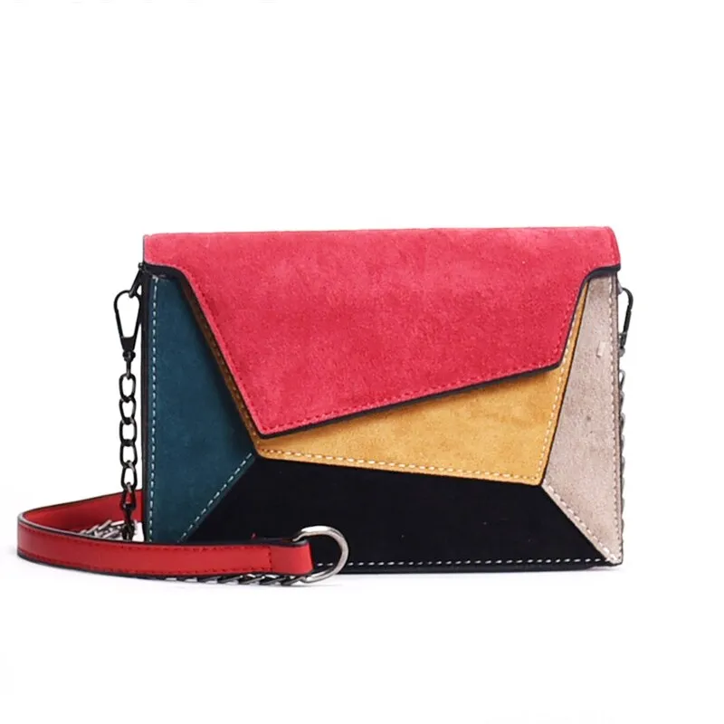 Fashion Quality Leather Patchwork Women Messenger Bag Female Chain Strap Shoulder Bag Small Criss-Cross Ladies' Flap Bag