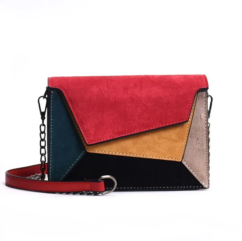 Fashion Quality Leather Patchwork Women Messenger Bag Female Chain Strap Shoulder Bag Small Criss-Cross Ladies' Flap Bag