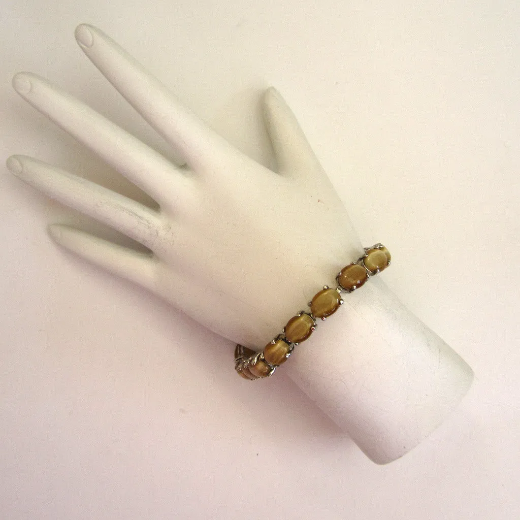 Faux Tigereye Silver-tone Bracelet