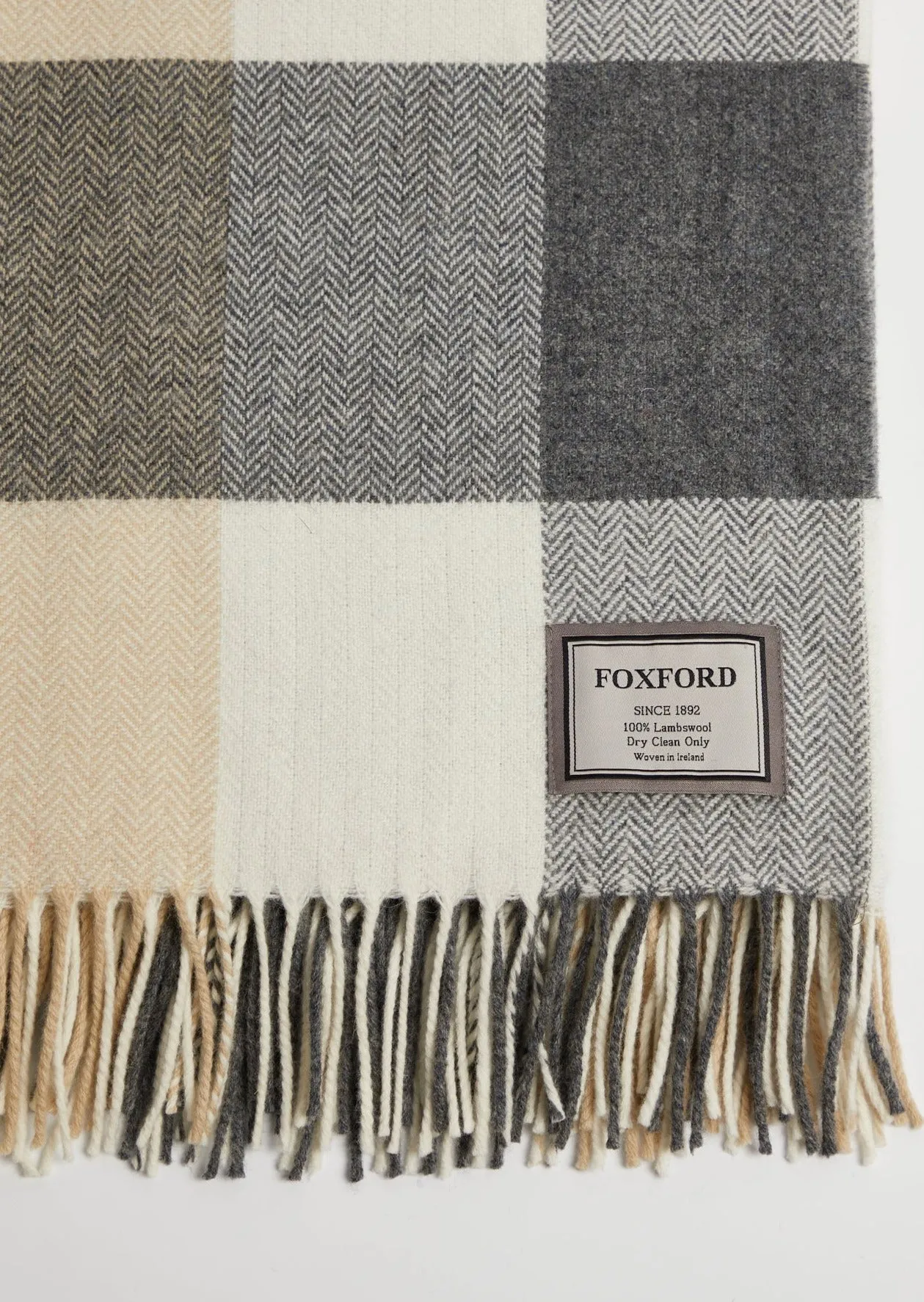 Foxford Lambswool Throw | Charcoal Grey Check