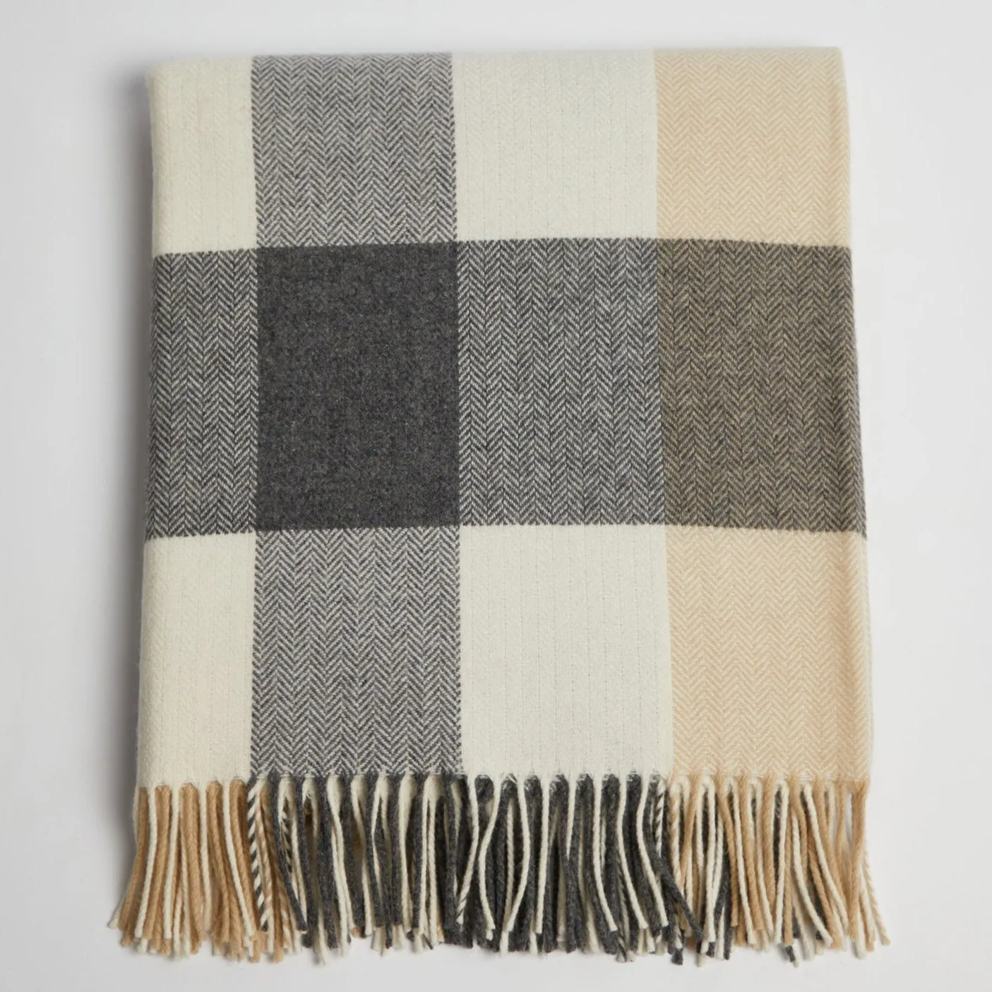 Foxford Lambswool Throw | Charcoal Grey Check
