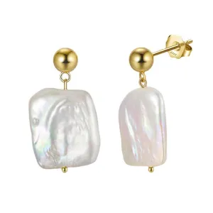 Freshwater Baroque Pearl Earrings 14k Gold Plating