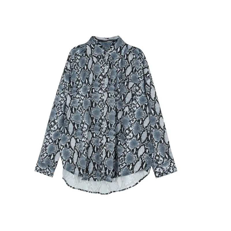 Full  Monochrome Snakeskin Print Men Shirt