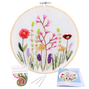 Full Range Embroidery Starter Kit | Kissbuty Cross Stitch Kit Including Floral Pattern Embroidery Fabric