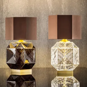 Geometric Hand Blown Murano Glass Table Lamp With Shade