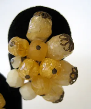 German Yellow and Peach Plastic Clip Earrings
