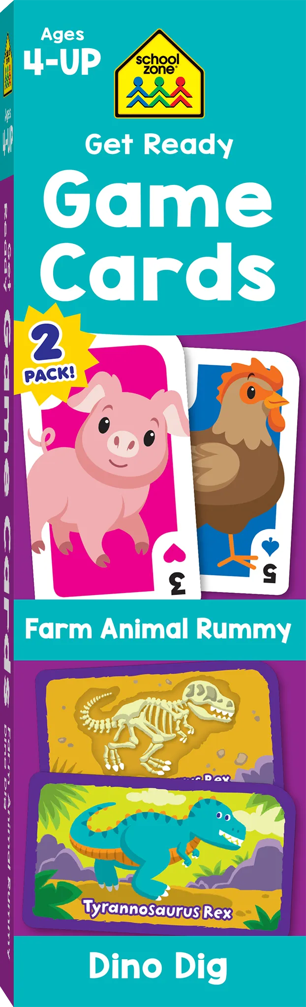 Get Ready Game Cards Farm Animal Rummy & Dino Dig (2-Pack)