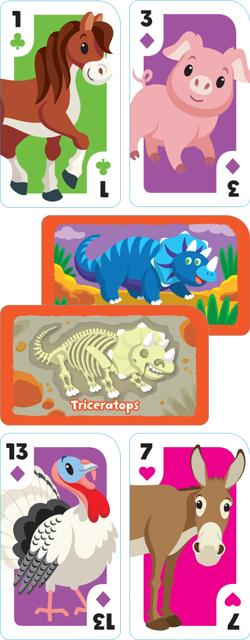 Get Ready Game Cards Farm Animal Rummy & Dino Dig (2-Pack)