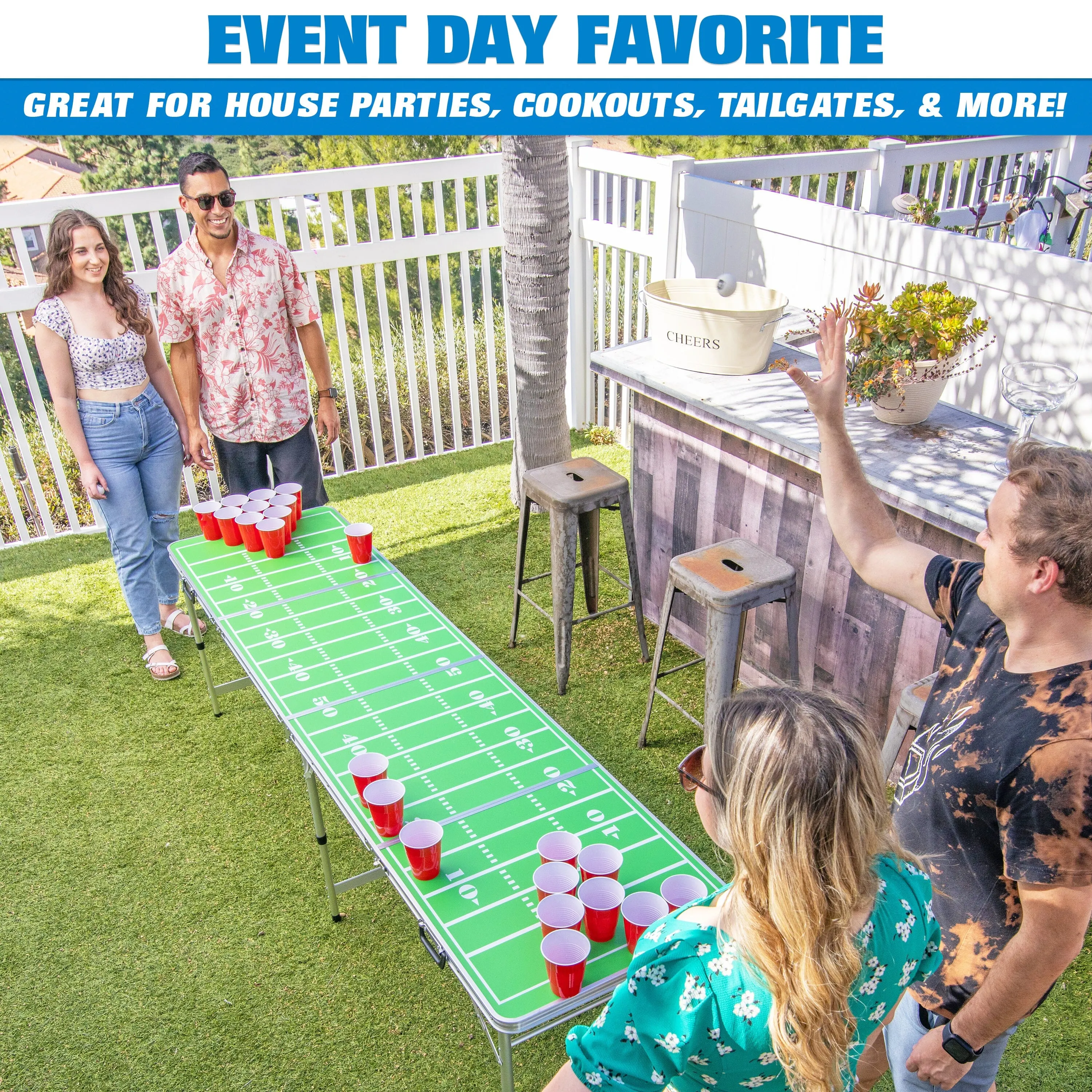 Go Pong 8-Foot Portable Tailgate / Pong Table (Includes 6 pong balls)