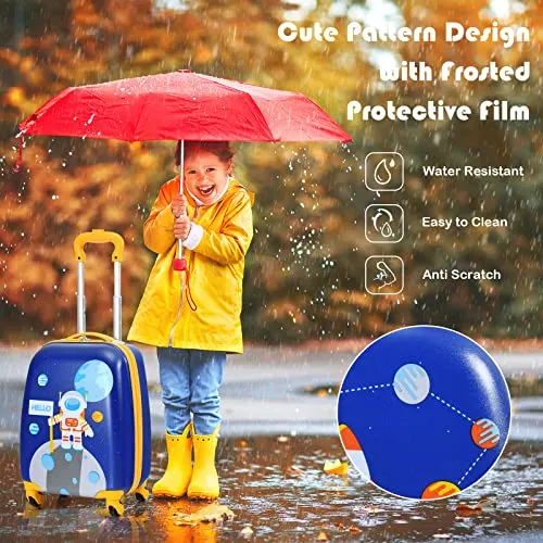 Goplus 2PC Kids, Carry On Lightweight Spinner Suitcases, Astronaut