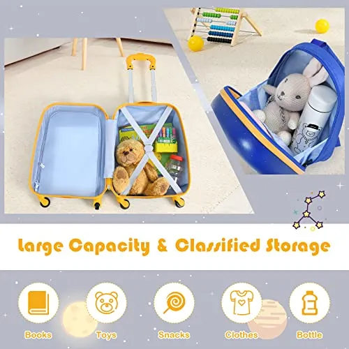 Goplus 2PC Kids, Carry On Lightweight Spinner Suitcases, Astronaut