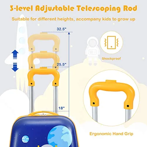 Goplus 2PC Kids, Carry On Lightweight Spinner Suitcases, Astronaut