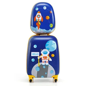 Goplus 2PC Kids, Carry On Lightweight Spinner Suitcases, Astronaut