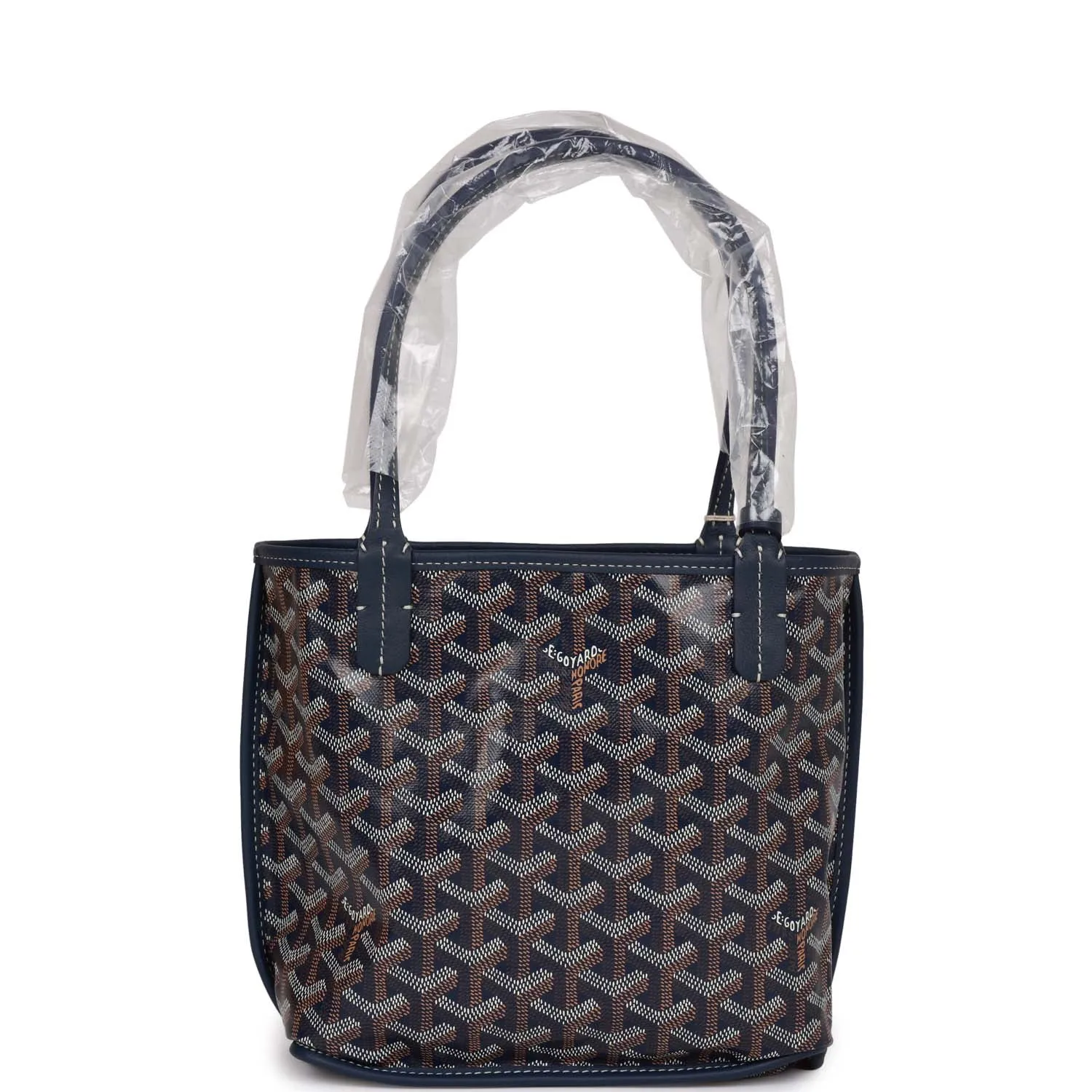 Goyard Goyardine Navy Anjou Mini Reversible Tote Bag Palladium Hardware