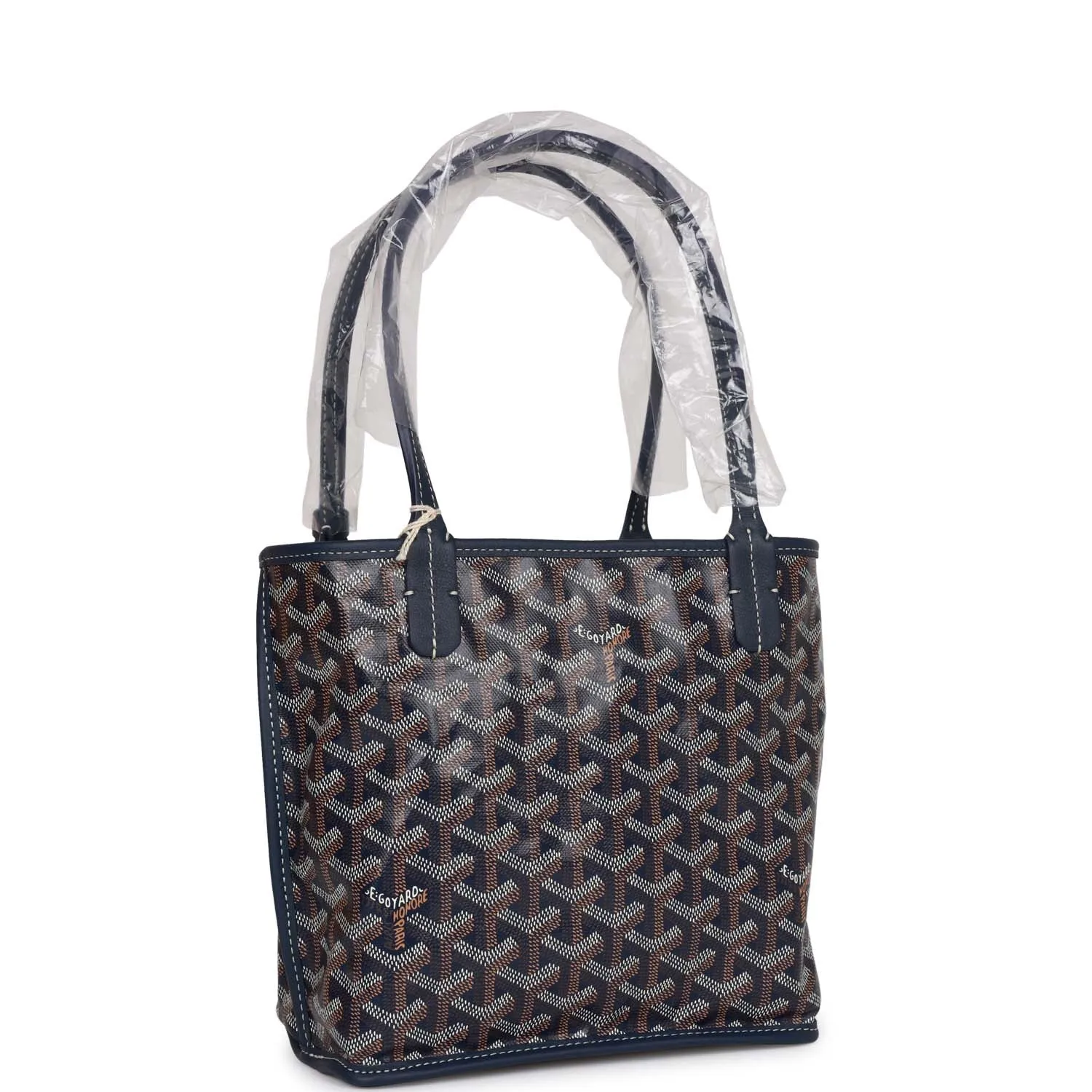 Goyard Goyardine Navy Anjou Mini Reversible Tote Bag Palladium Hardware