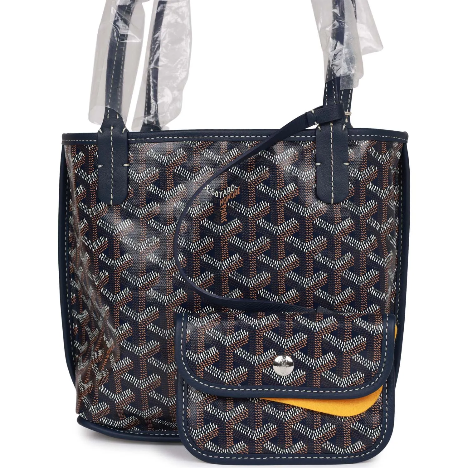 Goyard Goyardine Navy Anjou Mini Reversible Tote Bag Palladium Hardware
