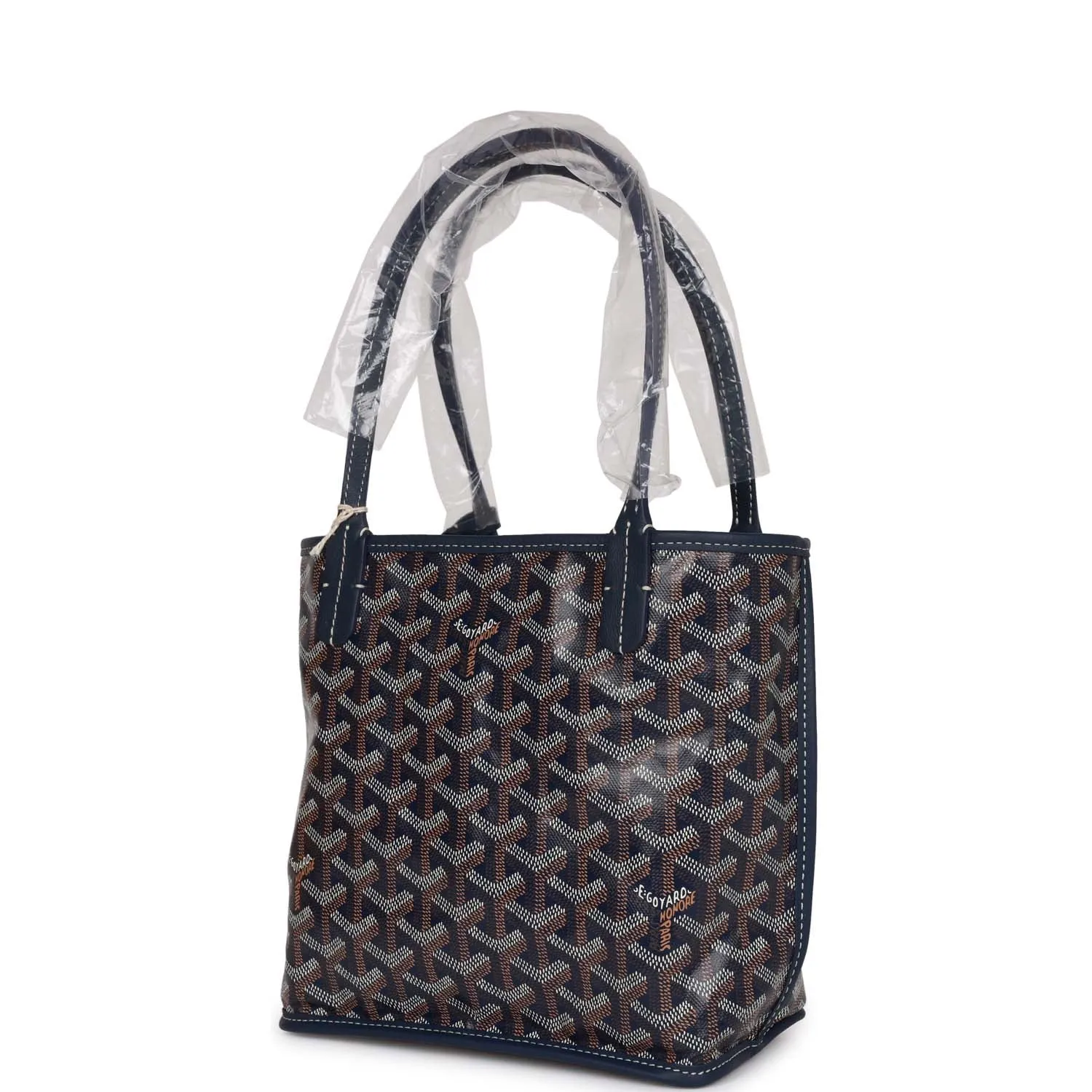 Goyard Goyardine Navy Anjou Mini Reversible Tote Bag Palladium Hardware