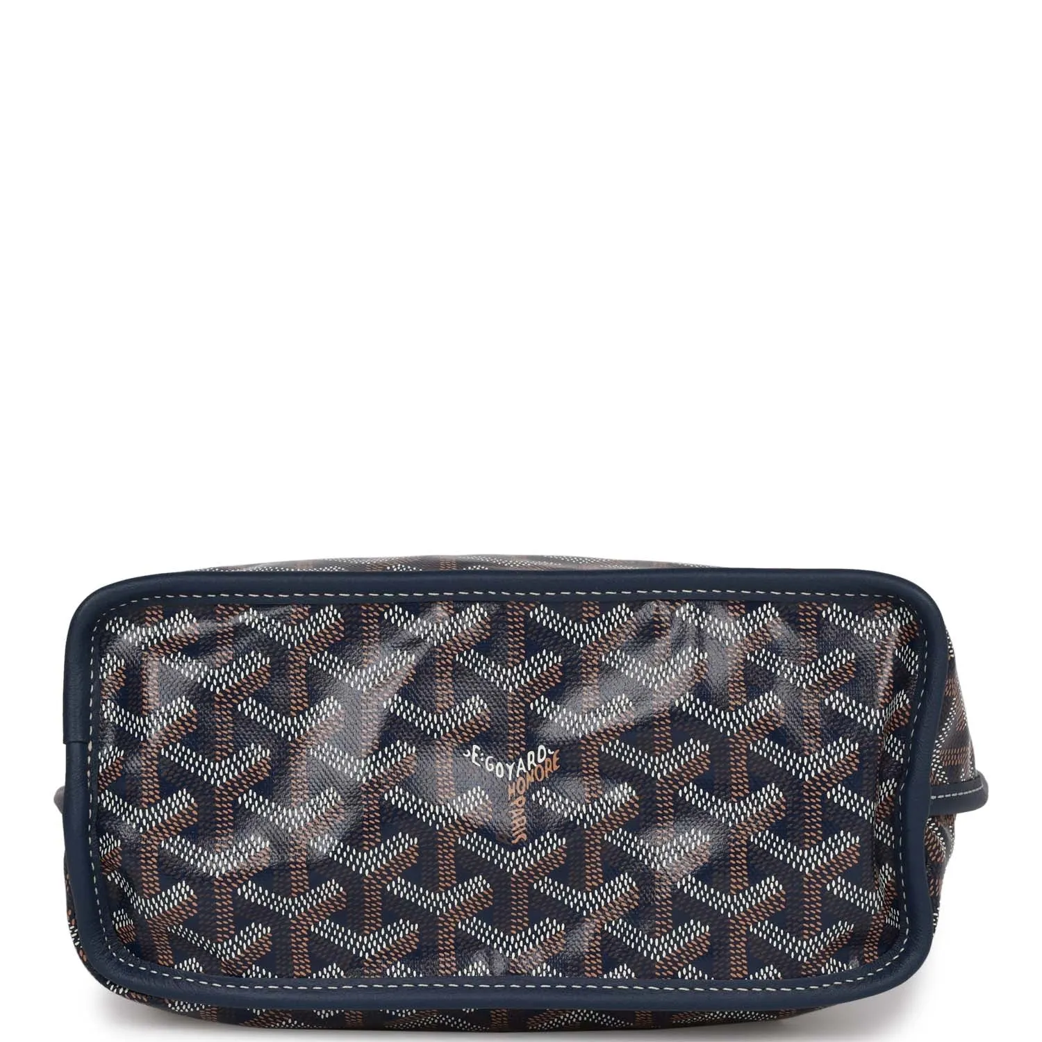 Goyard Goyardine Navy Anjou Mini Reversible Tote Bag Palladium Hardware