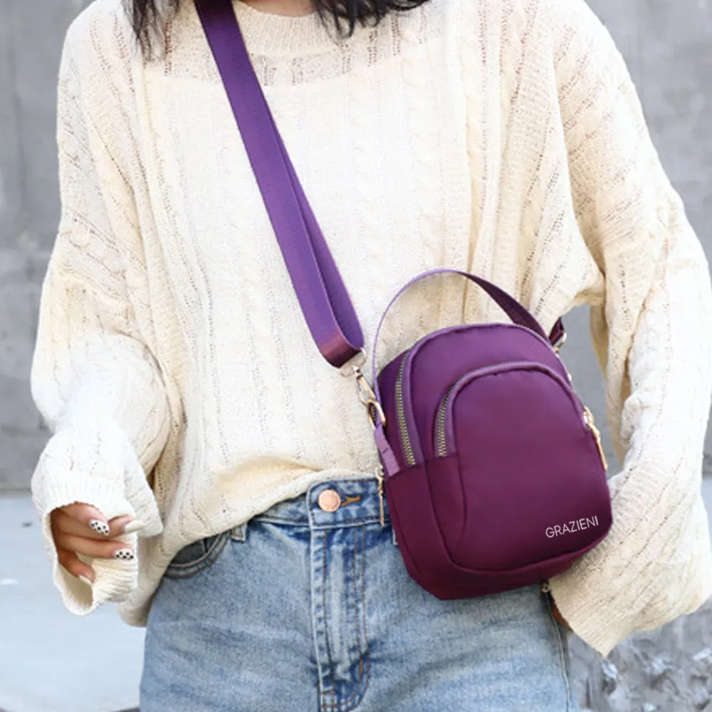 GRAZIENI Nylon Crossbody Sling Bag - Purple