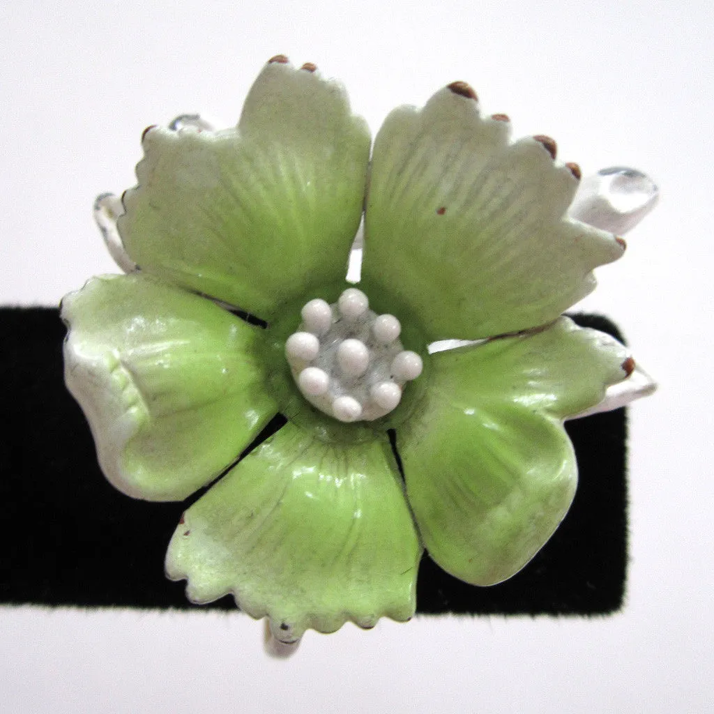Green Enamel Floral Earrings