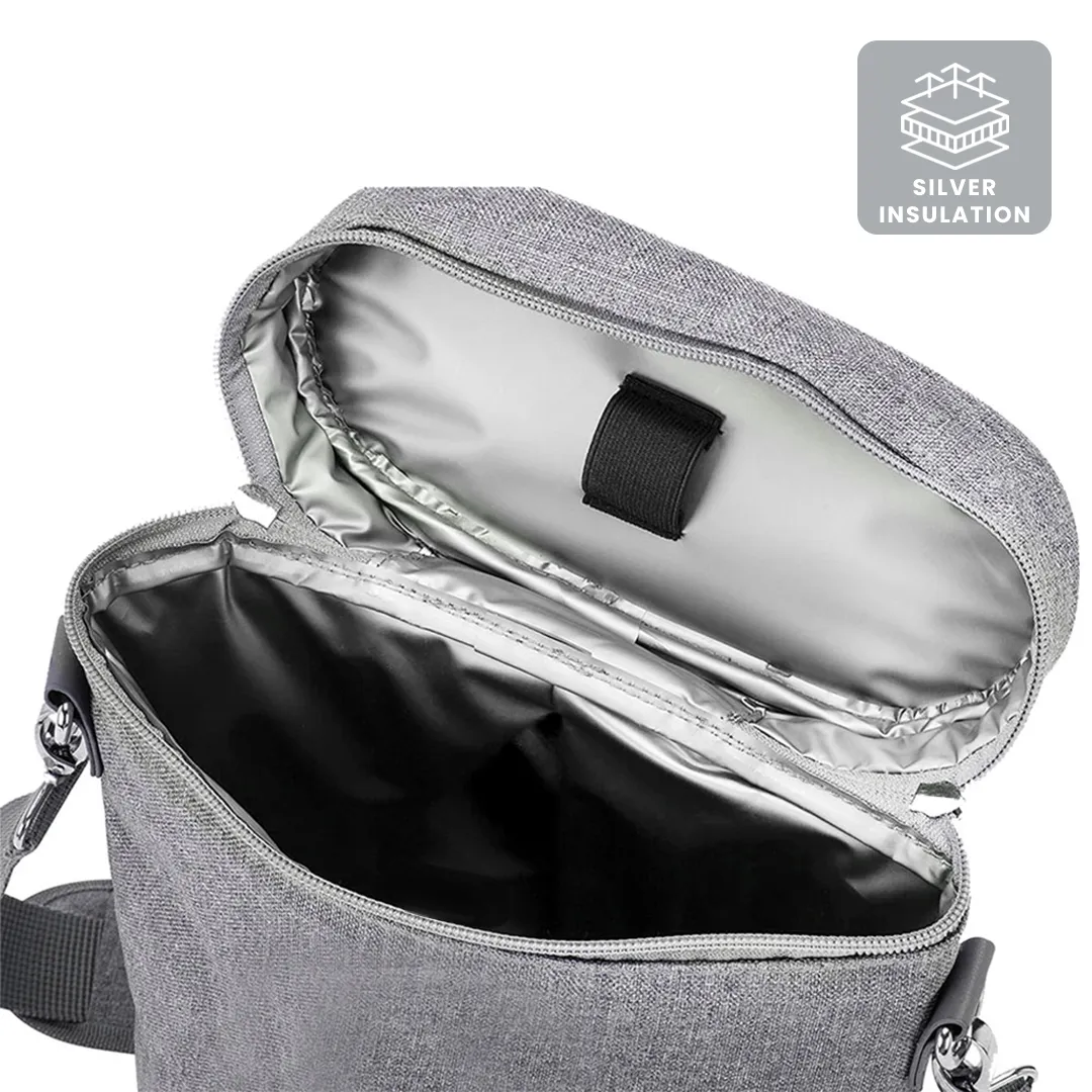 Grey Adjustable Insulated Dual Wine Cooler Carrier | 1.5L, 300D
