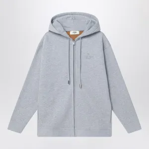 GREY SWEATSHIRT WITH ZIP IN FLEECE COTTON