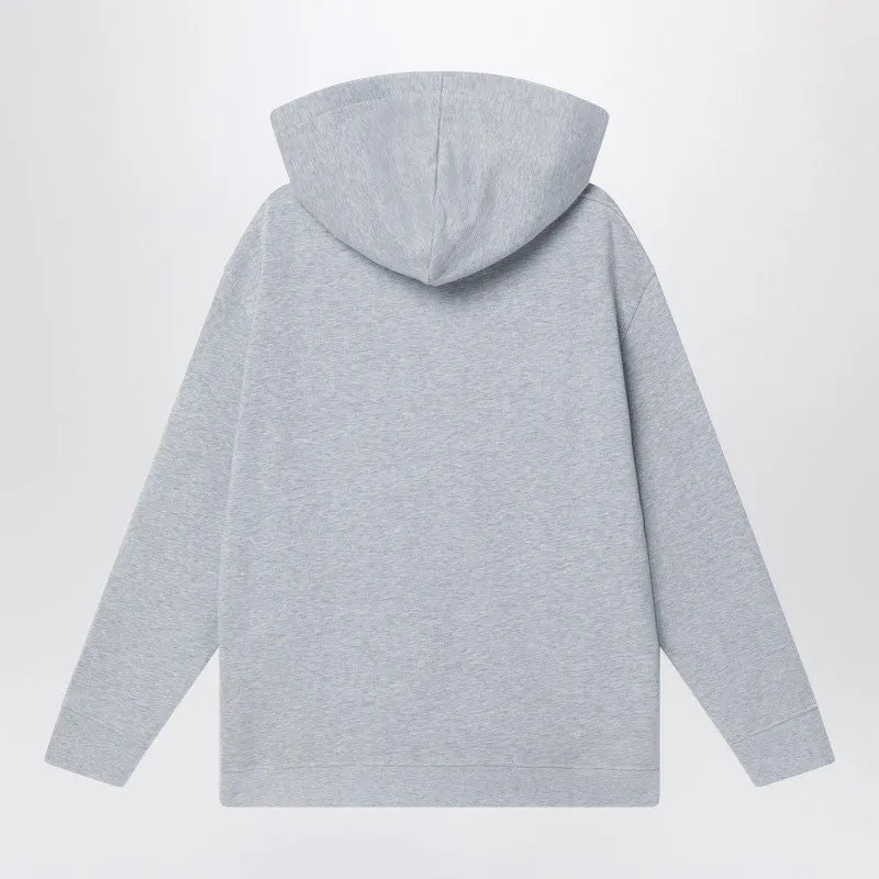 GREY SWEATSHIRT WITH ZIP IN FLEECE COTTON