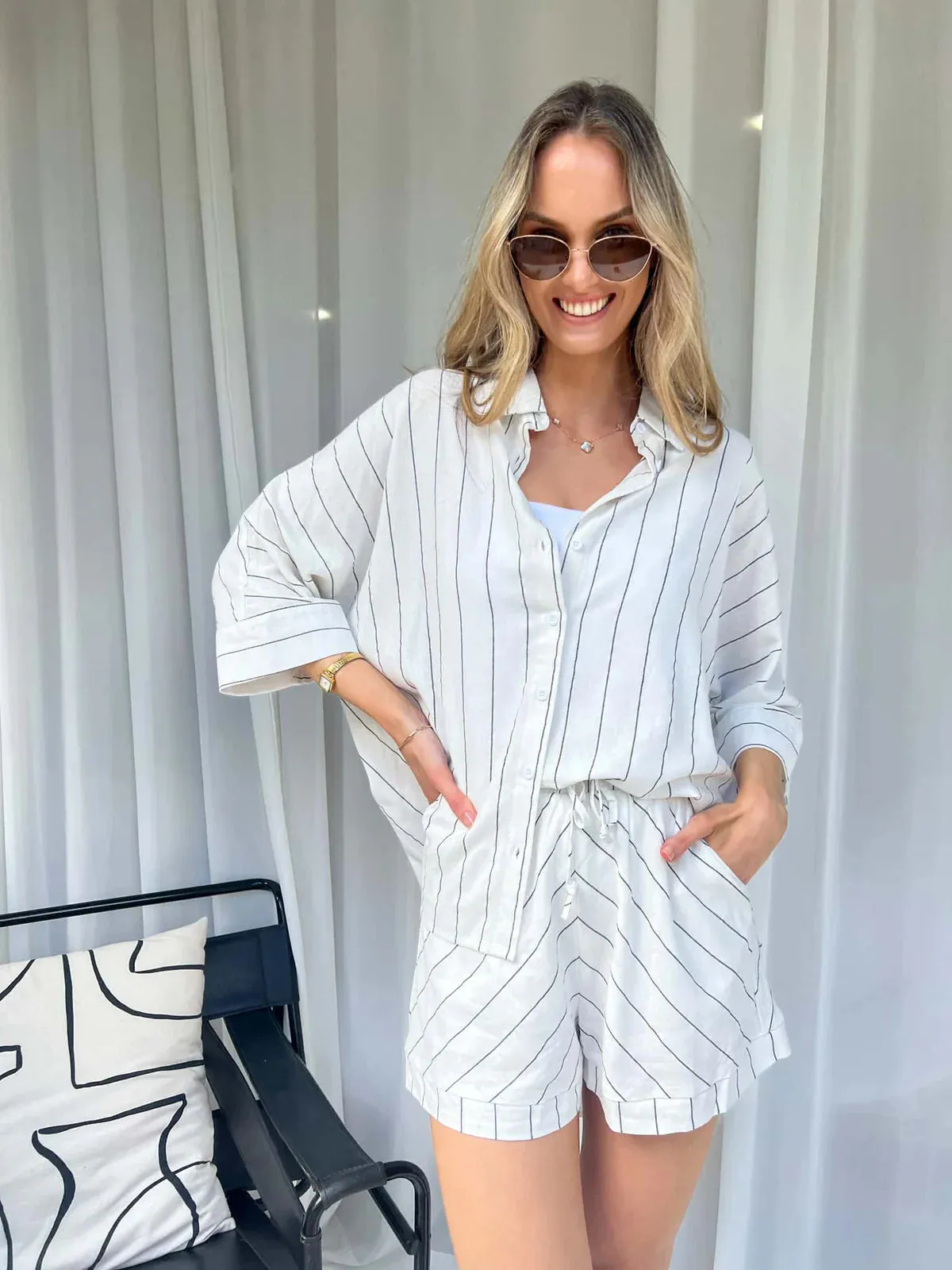 HALLIE SET Monochrome Stripe