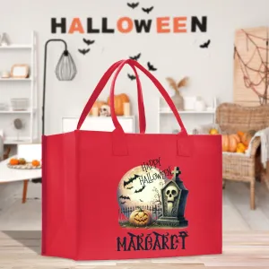 Halloween Trick or Treat Tote Bag Halloween Bag for Kids Halloween Gift Halloween Candy Bag Halloween Doodles Cute Canvas Tote Bag (HW1031)