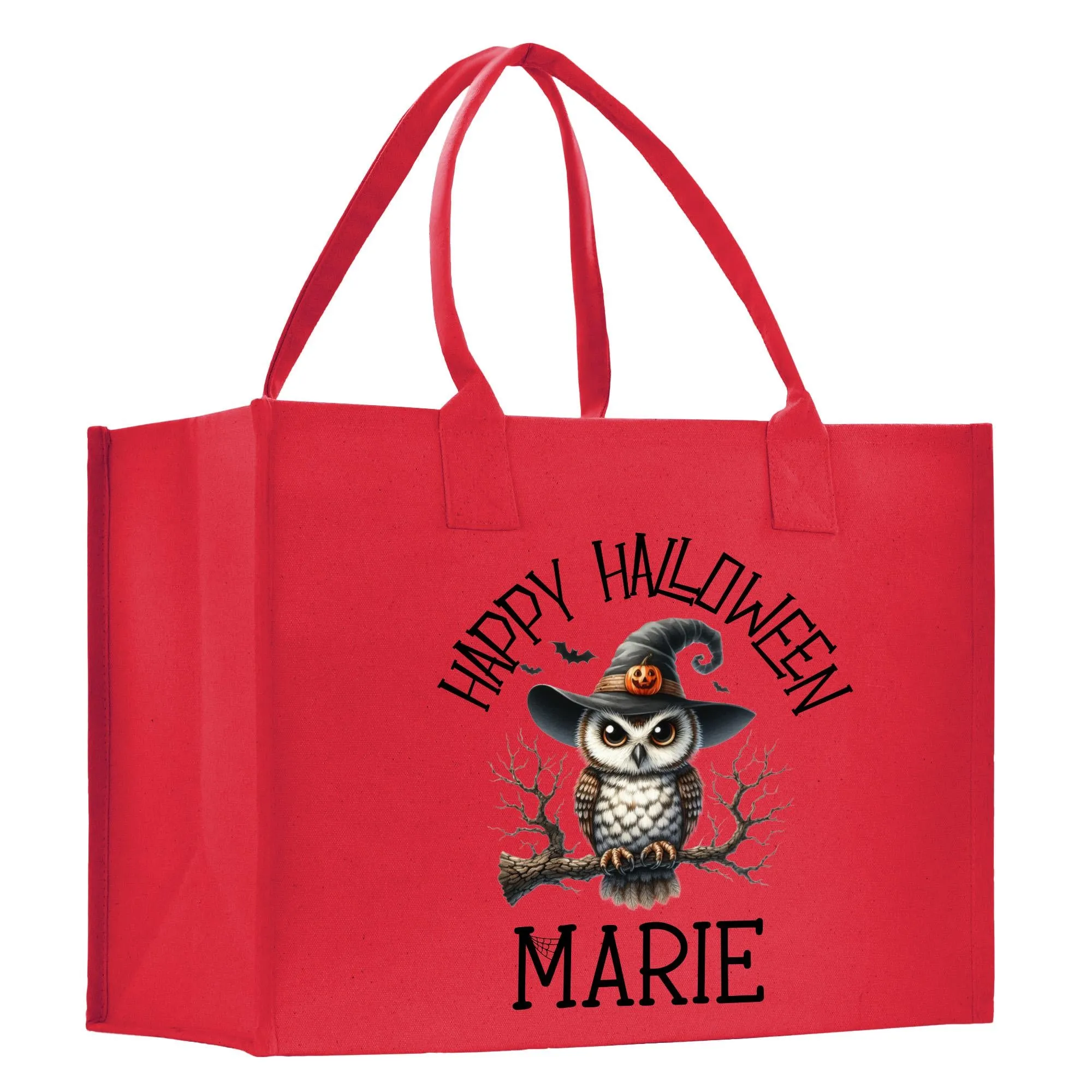 Halloween Trick or Treat Tote Bag Halloween Bag for Kids Halloween Gift Halloween Candy Bag Halloween Doodles Cute Canvas Tote Bag (HW1031)